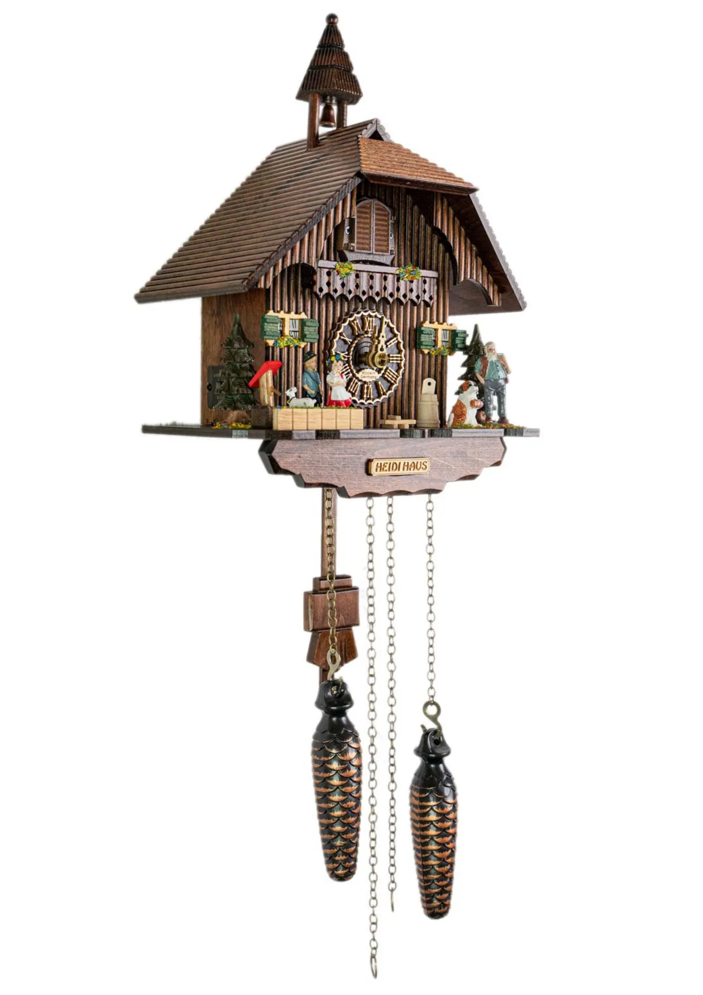 Chalet Battery Operated / Quartz Cuckoo Clock following Heidi storyline and plays music made by Hönes