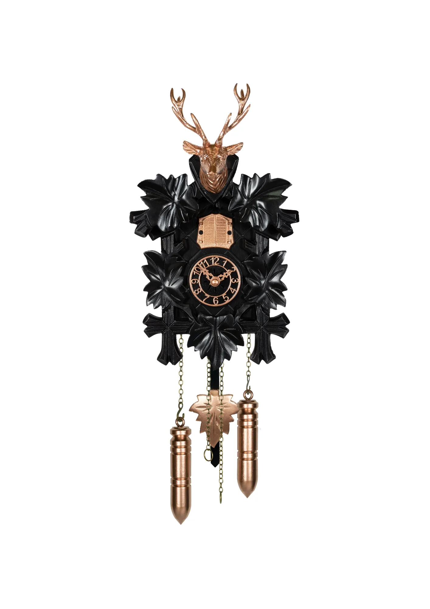 Moder Black-Rose Gold Minimalistic Battery/Quartz Cuckoo Clock made by Trenkle Uhren