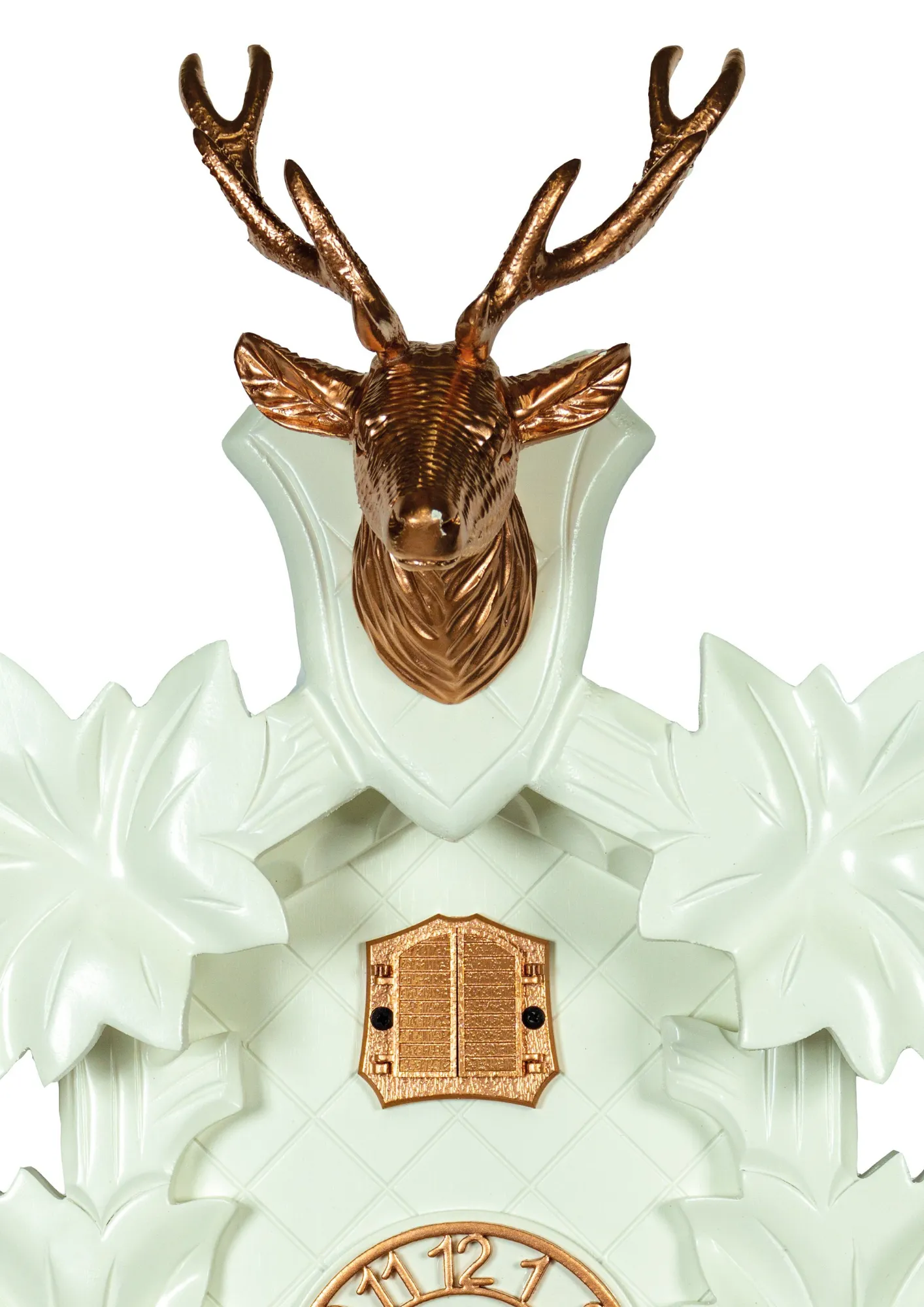 Moder White-Rose Gold Minimalistic Battery/Quartz Cuckoo Clock made by Trenkle Uhren