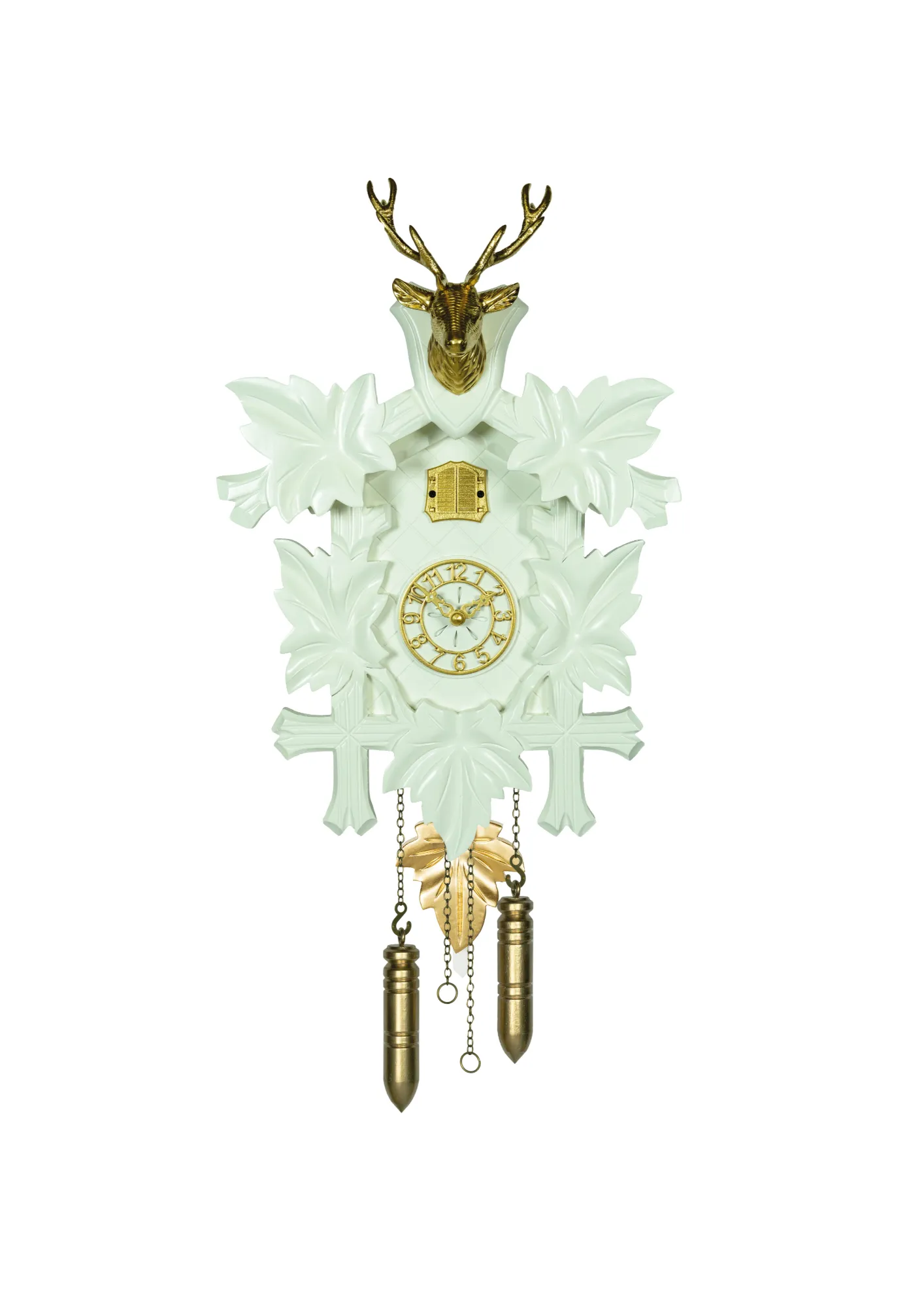 Moder White-Gold Minimalistic Battery/Quartz Cuckoo Clock made by Trenkle Uhren