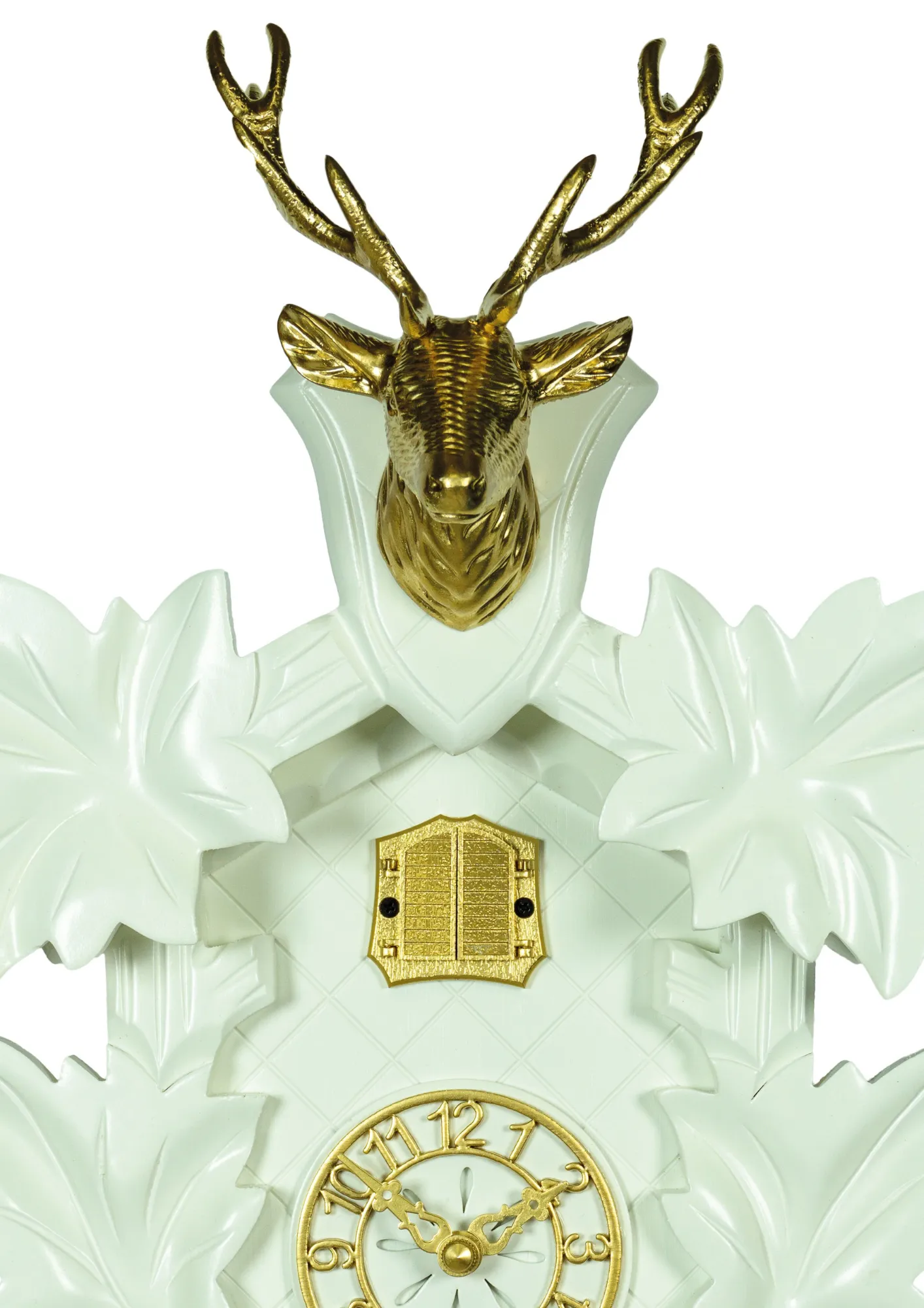 Moder White-Gold Minimalistic Battery/Quartz Cuckoo Clock made by Trenkle Uhren