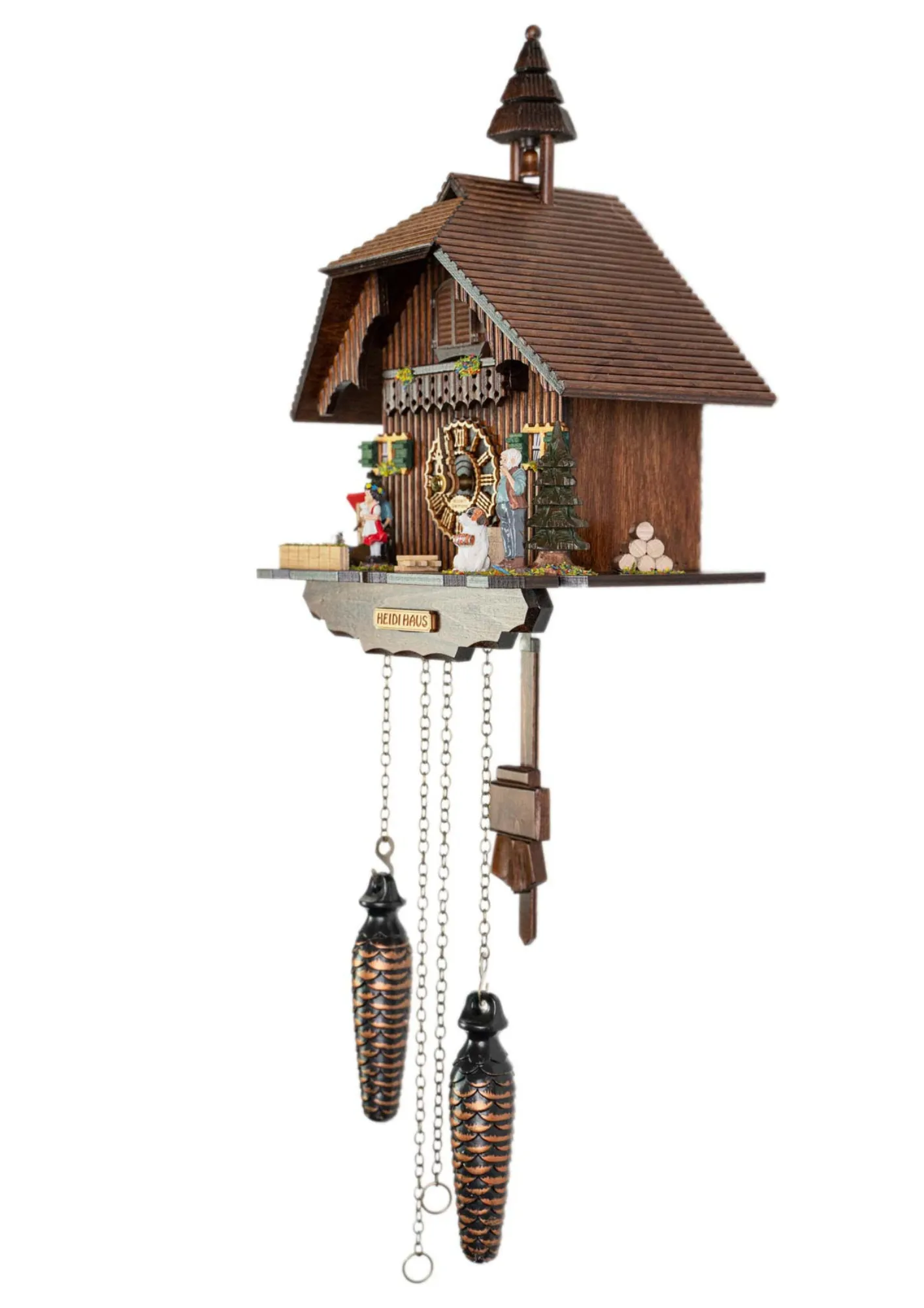 Chalet Battery Operated / Quartz Cuckoo Clock following Heidi storyline and plays music made by Hönes