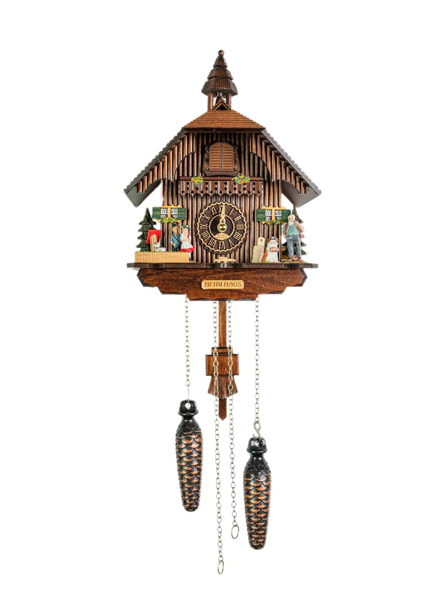 Chalet Battery Operated / Quartz Cuckoo Clock following Heidi storyline and plays music made by Hönes